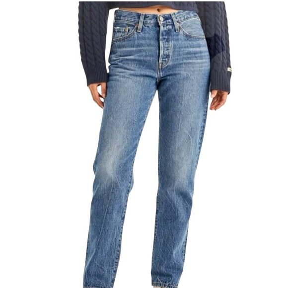 Vintage LEVI'S 501 Classic Straight Leg Ankle Jeans Blue - Picture 2 of 14